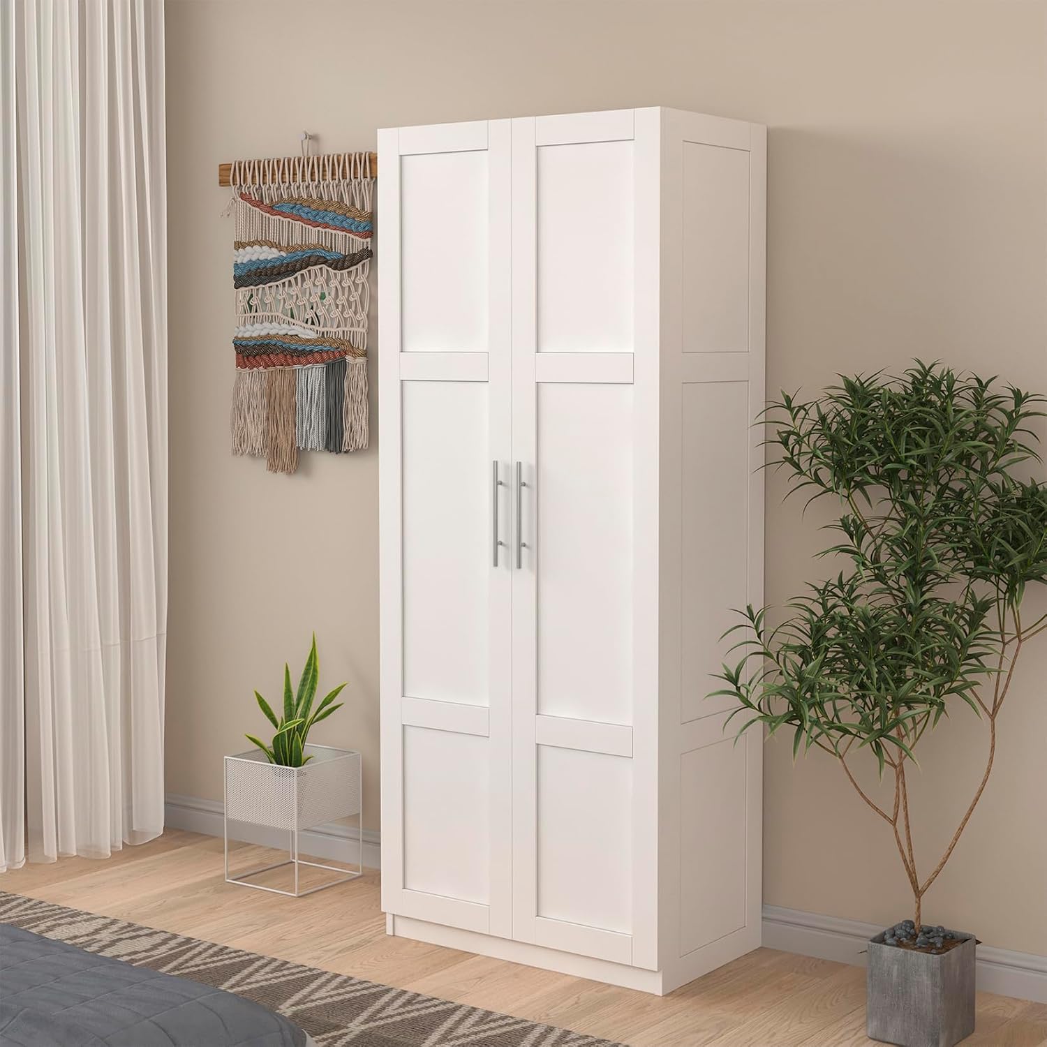29.53”W Kitchen Pantry Cabinet, Tall Storage Cabinet with 2 Doors, Wooden Kitchen Cupboard Cabinet with Adjustable Shelves for Kitchen, Dining Room, Living Room, 29.53inch