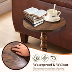 Round Side Table,Stable Small Drink Table for Small Spaces, Modern Accent Side Table with Solid Rubber Wood Table Leg,Easy Assembly for Living Room, Bedroom, Sofa & Office Corners-Rustic Brown
