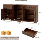 Whalefall 71" Farmhouse Sideboard Buffet Cabinet with Storage, Dark Brown | Large Coffee Bar with 2 Drawers & 6 Doors, Kitchen Credenza with Adjustable Shelves for Dining Room, Living Room TV Stand