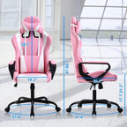 Gaming Chair 188 P, Modern Pink Ergonomic High Back PC Computer Gaming Chair with Lumbar Support, Adjustable Height, 360 Swivel, Executive Style, PU Leather, 300 lb Capacity