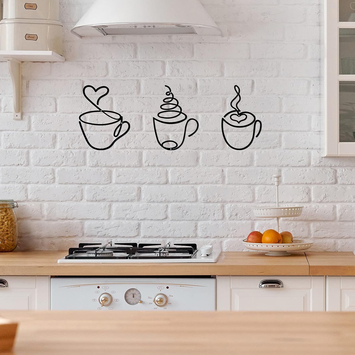 Ferraycle 3 Pieces Coffee Cup Metal Wall Art Wire Coffee Bar Hanging Decor Cafe Themed Vintage Rustic Metal Sign for Kitchen Restaurant Shop Home Office Accessories