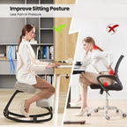Goplus Ergonomic Kneeling Chair, Rocking Posture Chair w/Soft Seat & Pads, Wooden Backless Knee Chair for Home Office Study