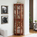 Pantry Sideboard Locker, Corner Curio Cabinet, with 4 Adjustable Tempered Glass Shelves and Lighting System,for Kitchen Home