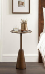 Kate and Laurel Sitara Modern Metal Circle Side Table, 14 x 14 x 24, Antique Brass, Unique Outdoor-Safe Round Metallic End Table for Use as Patio Accent Table or Pedestal Martini Table