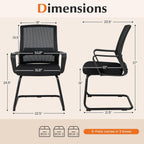 Tangkula Set of 6 Office Guest Chairs with Lumbar Support, Conference Chair with Breathable Mesh Back, Armrests & Sled Base, Reception Chair for Waiting Room, Meeting Room, Black
