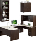 Bestar, Ridgeley Collection, 3-Piece Set Including a U-Shaped Desk with Hutch, a Lateral File Cabinet, and a Bookcase