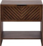 Kate and Laurel Mezzeta Modern Slatted Wood Side Table with Storage, 22 x 14 x 22, Natural Wood, Transitional Chevron Mango Wood End Table with Bonus Shelf Below for Bedroom Nightstand