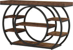 Tribesigns 47” Console Table, Industrial 5-Tier Entryway Table with Metal Frame, Narrow Console Sofa Table for Living Room, Hallway, Rustic Brown