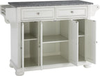 Crosley Furniture Alexandria Granite Top Rolling Kitchen Island Storage Cart, Microwave Stand, Spice Rack, White