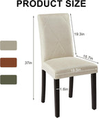 VECELO Upholstered Dining Chairs Set of 6, Modern Fabric and Solid Wood Legs & High Back for Kitchen/Living Room- Beige