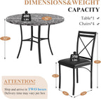VECELO 5 Piece Dining Table Set for 4, Faux Marble Dinette with Chairs for Kitchen, Breakfast Nook, Small Space, Pure Black