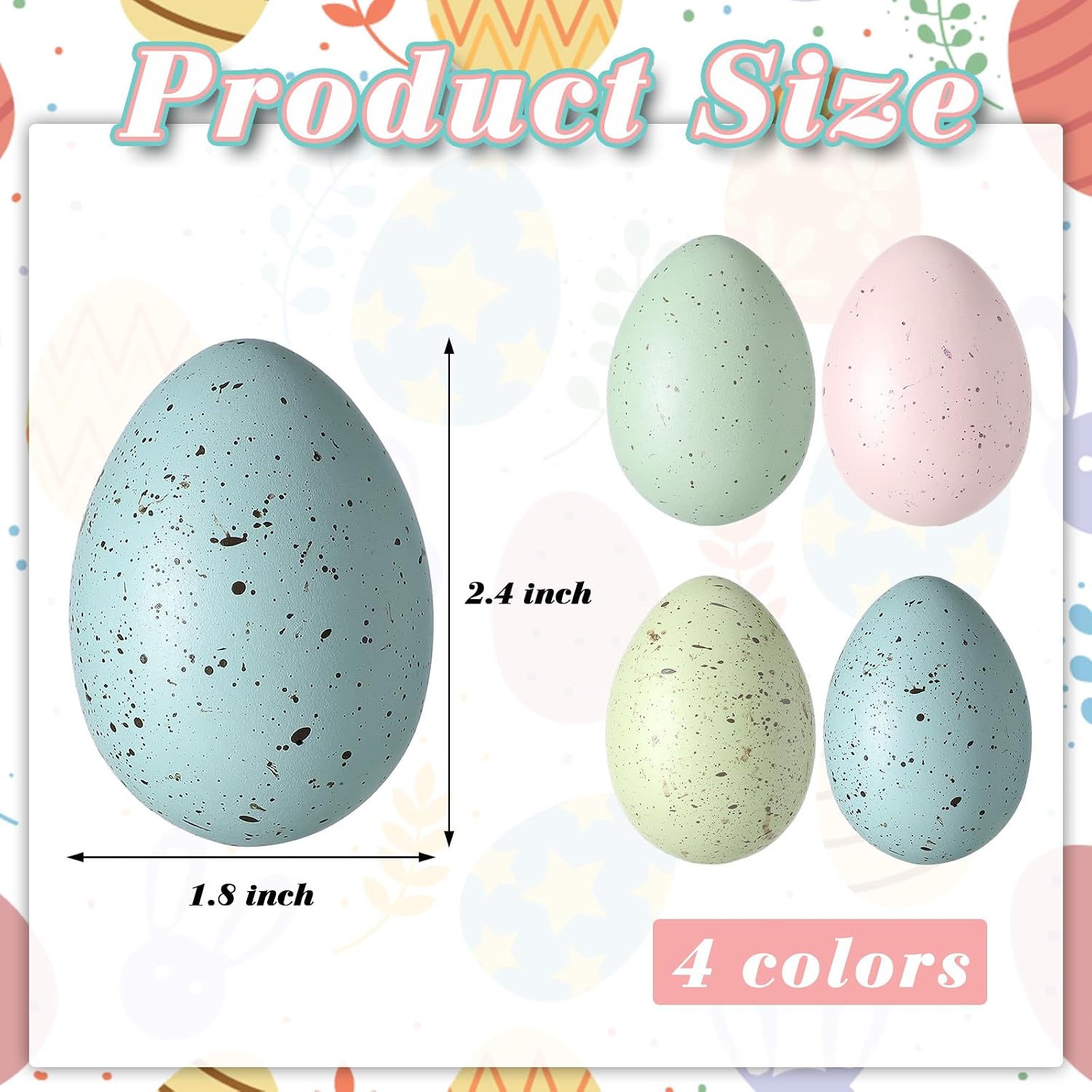 SiliFine 16 Pcs Easter Speckled Eggs 2.4 Inch Plastic Speckled Eggs Bowl, Vase Filler for DIY Spring Displays and Easter Decorations (Pink,Blue,Yellow,Light Blue)