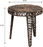 JONATHAN Y Amara 17" Round Handwoven Water Hyacinth End Table with Tripod Lattice Woven Legs, Coastal Wicker Accent Side Table for Living Room and Bedroom, No Assembly, Brown TBL2507B