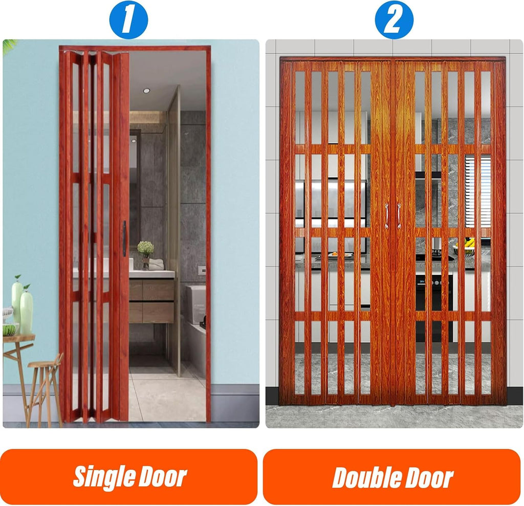 Indoor Room Divider Heavy Duty Aluminum Folding Sliding Door Retractable Frosted Acrylic Glass Panel for Kitchen Laundry Room Office 5.6x6.7ft(170.2x203.2cm)
