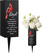 Hushee Memorial Grave Decorations Cemetery Cardinal Flower Vase Metal Gravesite Flower Holder with Spike Graves Metal Funeral for Loss of Loved One Cemetery Outdoors Yard Garden(Dad)