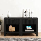 End Table Set of 2 with Storage, Small End Table, Wood Bedside Table with Drawer and Opening Storage, Nightstand Accent Table for Living Room, Bedroom, Black