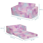Delta Children Cozee 2-in-1 Sofa, 2-Seater Convertible Toddler Couch Sleeper, Wide 2-in-1 Flip Open Foam Chair for Playroom, Pet-Friendly, Bed Lounger, Comfy Play Sleeping Lounge Chair, Pink Tie Dye