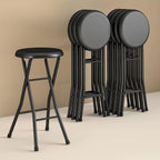 Folding Stool, Metal Frame Indoor Outdoor Portable Seat with Non-Slip Feet, Black