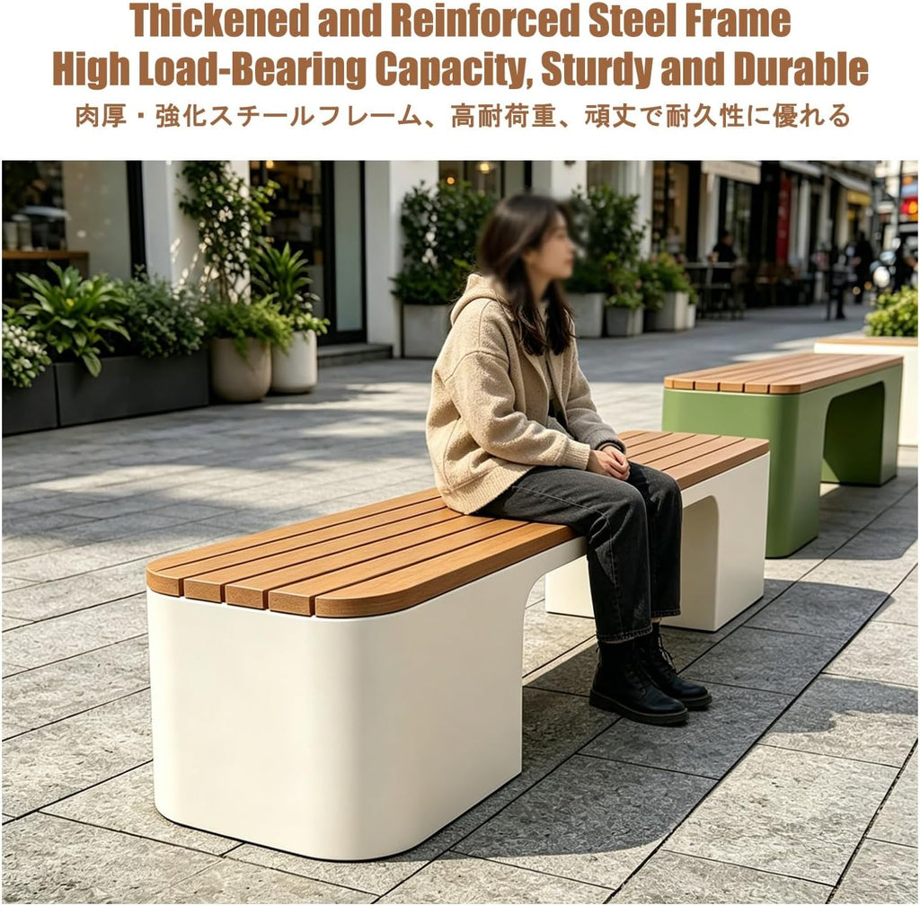 Garden Benches for Outdoors, Patio Benches for Outdoors, Weather Resistant, Backless Design, Suitable for Parks, Gardens, Patios, and Leisure Areas.(Green,150 * 40 * 45CM)