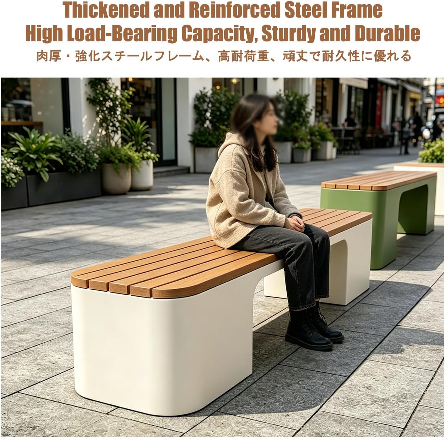 Garden Benches for Outdoors, Patio Benches for Outdoors, Weather Resistant, Backless Design, Suitable for Parks, Gardens, Patios, and Leisure Areas.(Green,150 * 40 * 45CM)