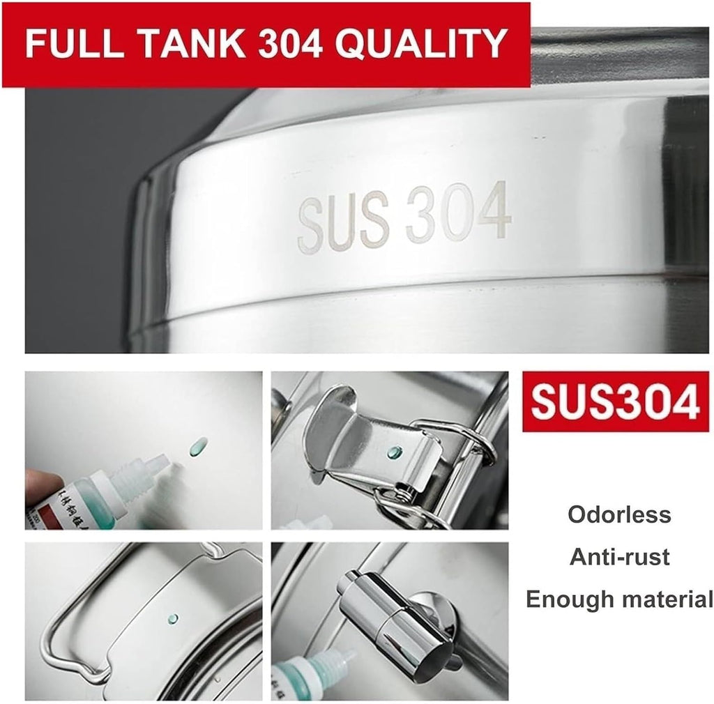 Milk Transport Can 304 Stainless Steel Wine Pail Bucket with Sealed Lid, Liquid Storage Container for Oil, Beer(15L)