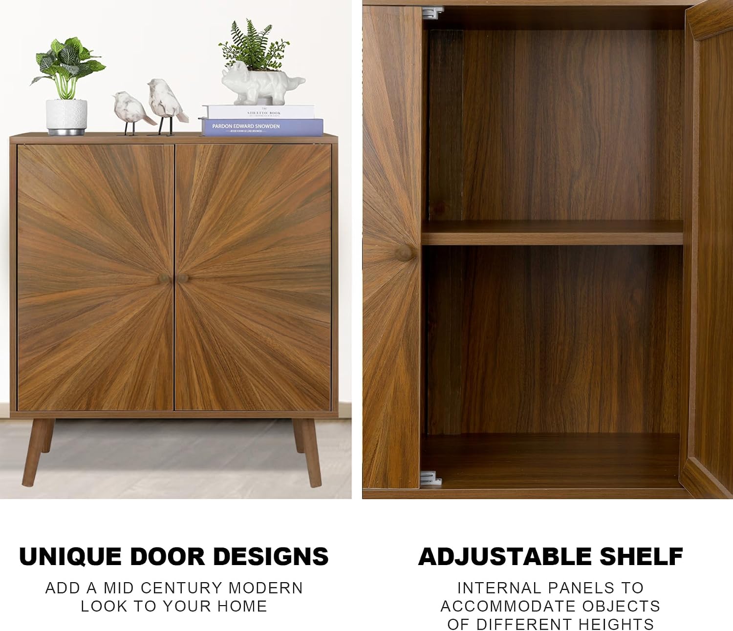 ZYBT Modern Sideboard Buffet Cabinet with Crafted Door, Mid Century Accent Storage Console Table, Farmhouse Cupboard Wood Bar Cabinet for Living Room Kitchen Office Dining Room Entryway