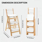 Wooden Folding Step Stool Chair, Solid Pine Wood 3-Step Ladder Stool with Seat, Multi-Purpose Step Chair for Kitchen, Home, Pantry or Bar Use(Wooden)