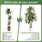 5FT Artificial Dracaena Tree - Tall Faux Dracaena with White Planter, Artificial Plants Indoor, Fake Plant Build Boho-Chic Basket, Fake Tree for Outdoor Home Office Decor