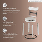Signature Design by Ashley Valebeck Barstool, Rustic-Industrial Counter Height Chair, 360° Swivel, Wood & Metal Frame, Cushioned Seat, Ideal for Kitchen Island with Seating, Vintage White