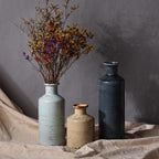 Ceramic Vase Set of 3, Crackle Glaze Decorative Flower Vases for Dried or Fresh Arrangements, Modern Farmhouse Decoration Table Shelf Centerpiece for Living Room, Dining, Fireplace, Entryway
