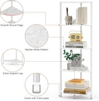 5 Tier Corner Shelf Stand, 44.1" Kitchen Shelf Organizer with Metal Frame, Small Corner Shelf for Bathroom Organization & Storage, Marble White Corner Shelf for Kitchen Decor Accessories