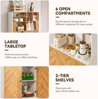 Artswish Large Pantry Cabinet with Power Outlets, Scandinavian Modern Style 4 Tier Kitchen Storage Cabinet with Microwave Stand, Kitchen Hutch with Storage for Living Room, Dining Room, Natural Color