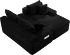 95" L-Shaped Cloud Sectional Couch, Right Facing Modular Compressed Boneless Sectional Sofa with Chaise Lounge, Plush Corduroy Boneless Corner Sofa for Living Room