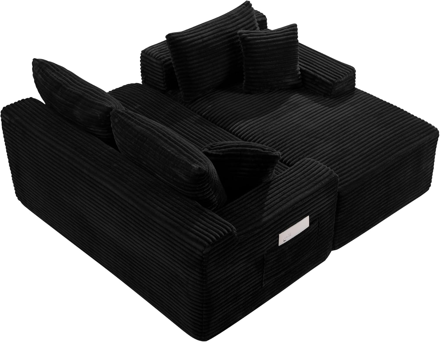 95" L-Shaped Cloud Sectional Couch, Right Facing Modular Compressed Boneless Sectional Sofa with Chaise Lounge, Plush Corduroy Boneless Corner Sofa for Living Room