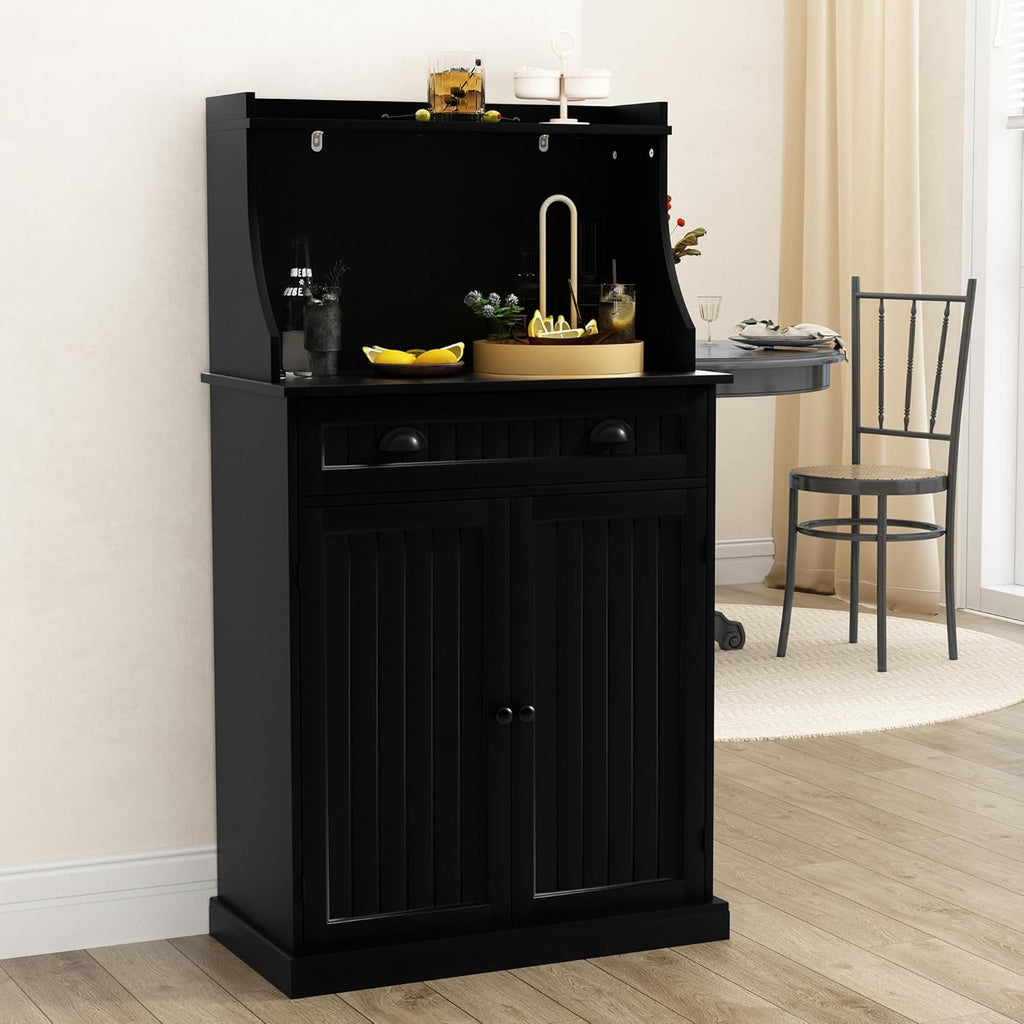 ARTPOWER 54" Kitchen Microwave Cabinet/Stand with Storage and Drawers, Pantry Storage Cabinet with Hutch & Adjustable Shelves for Kitchen, Dining Room, Living Room, Hallway in Black