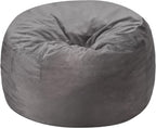 Homguava 3FT Bean Bag Chair: 3' Bean Bags with Memory Foam Filled, Large Beanbag Chairs Soft Sofa with Dutch Velvet Cover-Grey