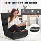 DORTALA Foldable Floor Chair for Adults, Memory Foam Gaming Chair w/ 5-Position Adjustable Head and Back Support, Indoor Seat for Bedroom, Living Room, Gaming Room, Black