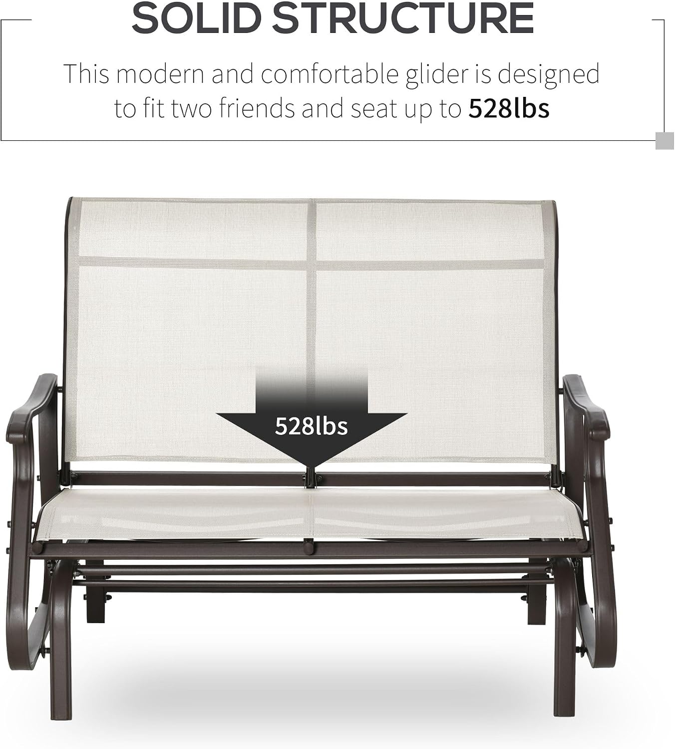 Outdoor Double-Seat Glider Bench for Patio and Balcony