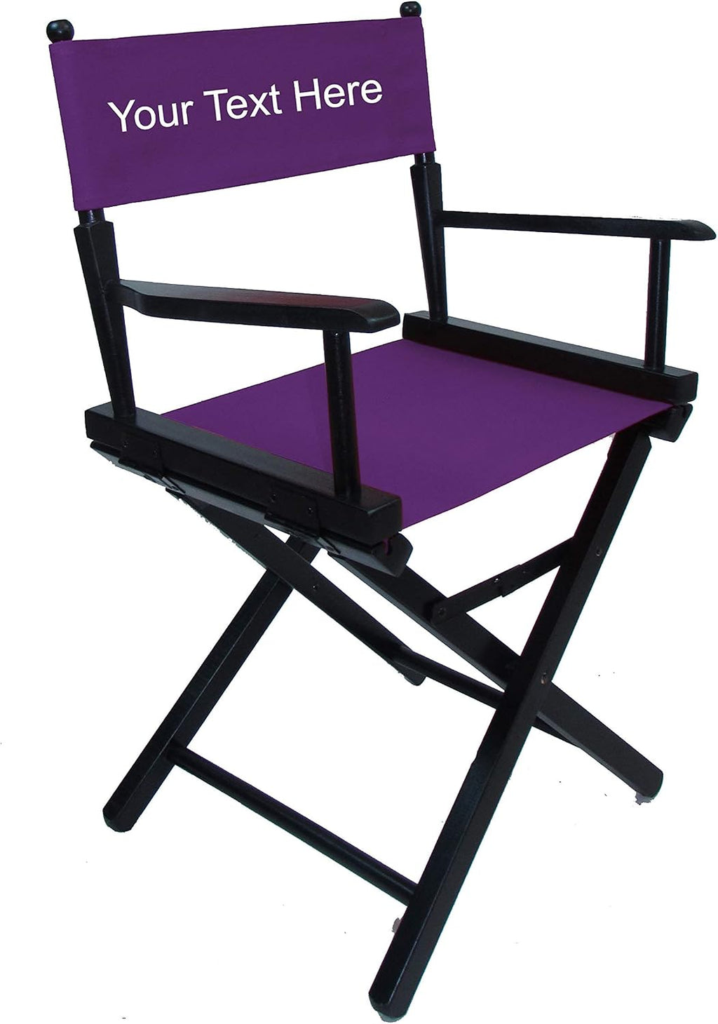 TLT Personalized Imprinted Commercial 18 Inch Table Height Black Frame Director's Chair - Purple