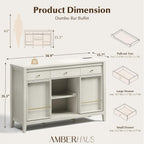 Buffet Cabinet with Storage, Modern Sideboard Cabinet with 3 Drawers, 2 Sliding Doors & Pull-Out Shelf, Coffee Bar Cabinet with Charging Station, White