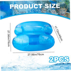 Blue Sequin Inflatable Sofa Chair for Kids - 2 Pcs, 27.5x27.5x17.2 In, 200 Pounds Bearing Capacity, Portable for Camping, Beach, Pool