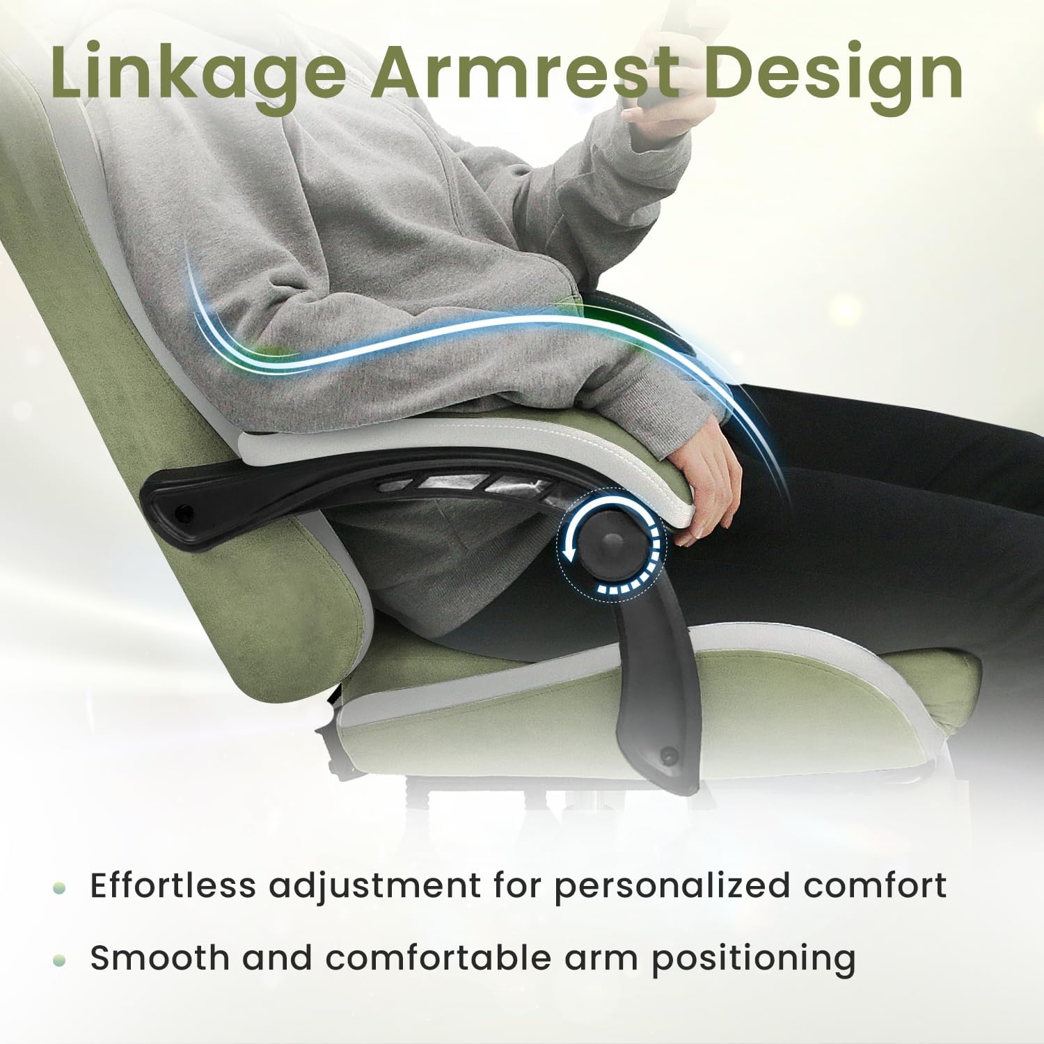 N-GEN GAMING Gaming Chair Video Game Computer Office Desk Use Ergonomic Reclining Backrest Adjustable Armrests Lumbar Support Footrest High Density Foam Breathable Fabric Heavy Duty Base (Green)