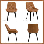 Dining Chair Set of 4, Modern Dining Chairs with Thick Cushions, Faux Leather Kitchen Dining Room Chairs with Metal Adjustable Legs for Dining Living Room, Brown