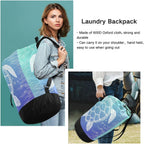 Sea Turtle Laundry Backpack Large Heavy Duty Laundry Bag with Adjustable Shoulder Straps Laundry backpack for Traveling Dirty Clothes Organizer for College Students Waterproof