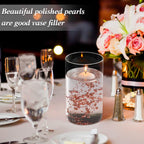 Hicarer 157 Feet 24 Strings Pearl String for Floating Candles Highlight Faux Pearl as Vase Filler Ideal for Wedding Party Garland Home Table Centerpieces Decor(Rose Gold)