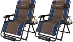 Amopatio XXL Padded Zero Gravity Chairs Set of 2 Foldable Zero Gravity Lounge Chair Outdoor Portable Reclining Chair with Removable Cup Holder/Headrest/Footrest