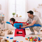 Delxo 9 Inch Kids Step Stool,400Lbs Folding Step Stool for Toddler Red+Blue | Toddler Foot Stool,Includes 3 Letter Stickers & 2 Non-Slip Grip Pads, Sturdy Compact Collapsible Stool for Kitchen, Bathroom