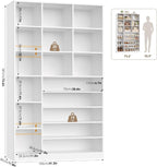 Keyluv 74" Tall Shoe Cabinet with Adjustable Shelves, 6-Tier Shoe Storage Organizer with 12 Cubes for up to 27 Pairs, Free-Standing Shoe Rack for Closet, Hallway, Entryway & Living Room, White