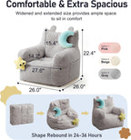 little dove Bean Bag Chairs for Kids, Comfy Bean Bag Chair with 2 Plush Toys, Toddler Chair with Pocket, Stuffed Lazy Sofa with Filler for Boys and Girls, Kids Chairs for Gaming, Reading, Grey