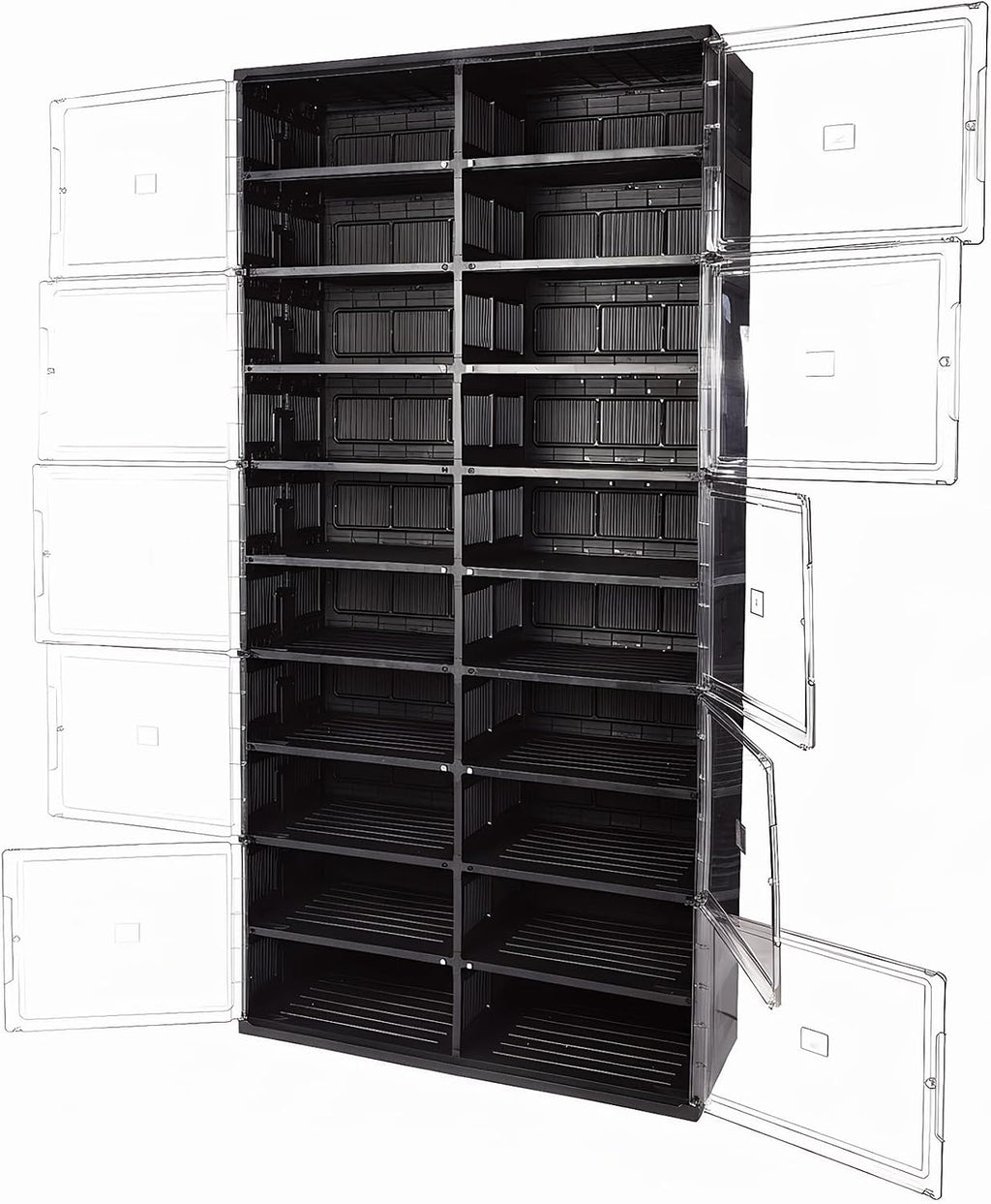 10 Tiers 40 Pairs Collapsible Shoe Rack Organizer with Doors Foldable Shoe Rack Organizer Cabinet for Closet Entryway Living Room